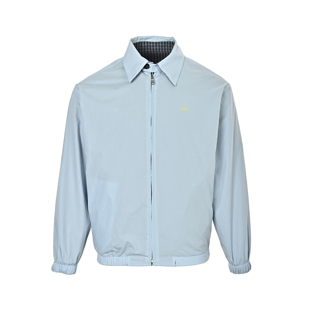 Prada Reversible Check Zip Jacket — Grey / Light Blue