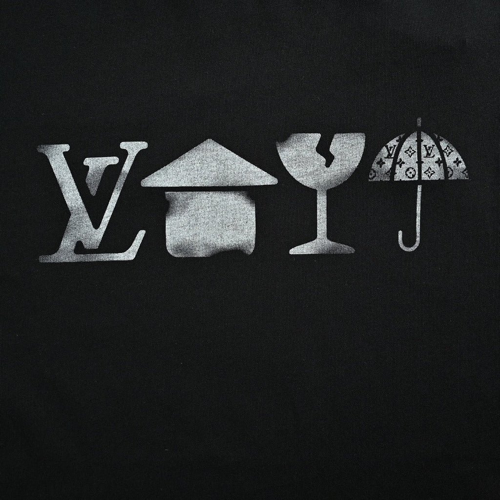 Louis Vuitton 26SS Wine Glass & Umbrella Print Short-Sleeve T-Shirt