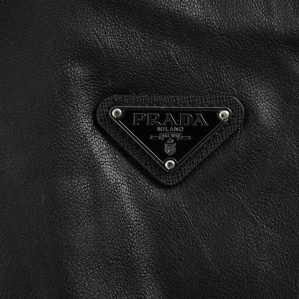 Prada Glossy Snap-Front Shirt Jacket — Black