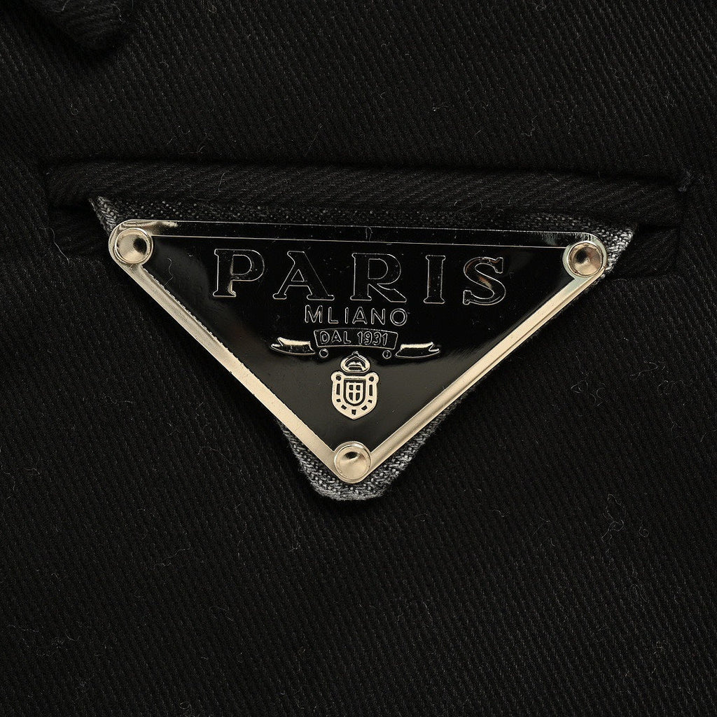 Prada Denim-Panel Zip Jacket — Black / Washed Grey