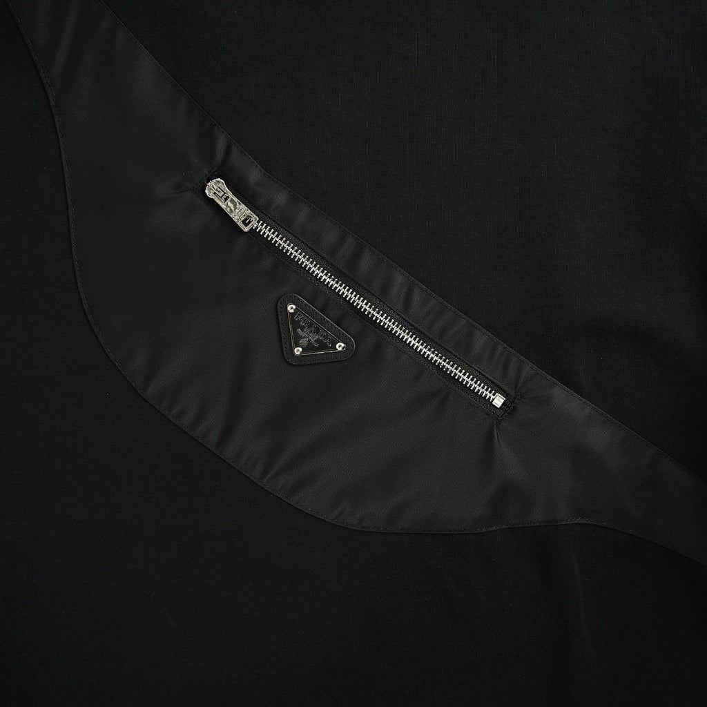 Prada Asymmetric Zip-Panel Sweatshirt — Black