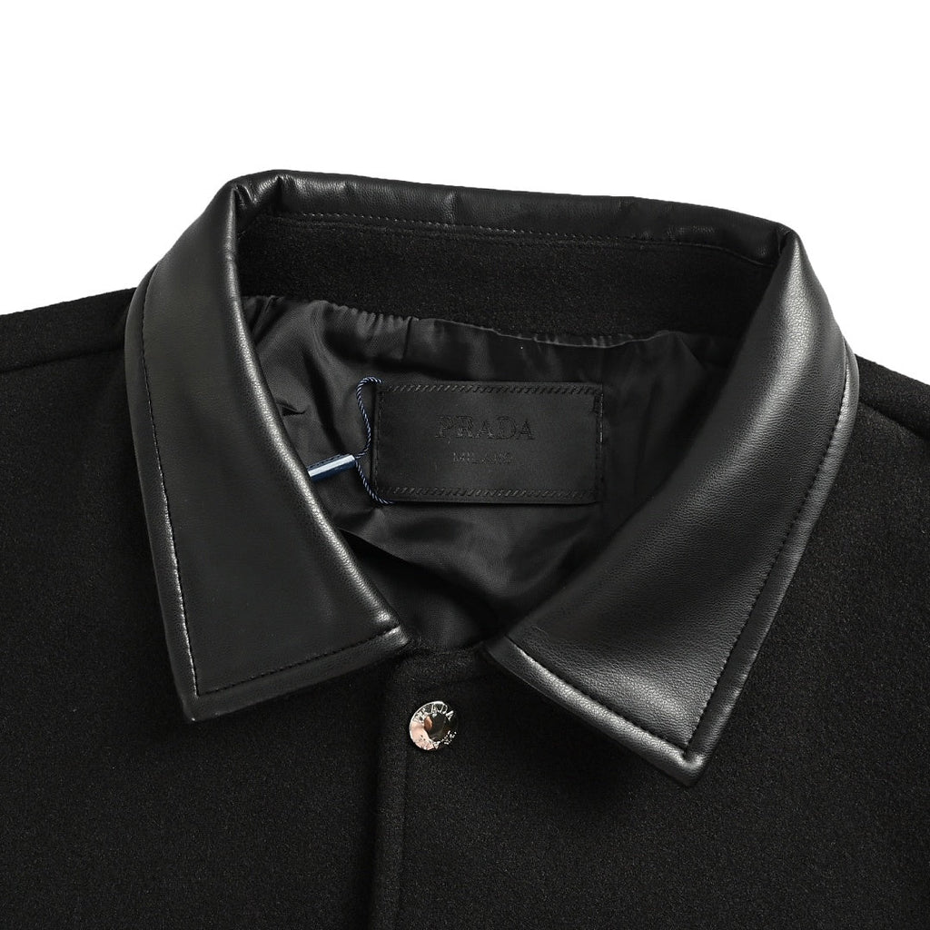 Prada Contrast-Panel Snap Jacket — Black