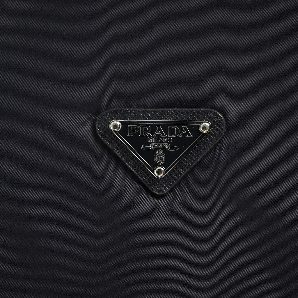 Prada Mixed-Material Triangle Logo Zip Jacket — Black