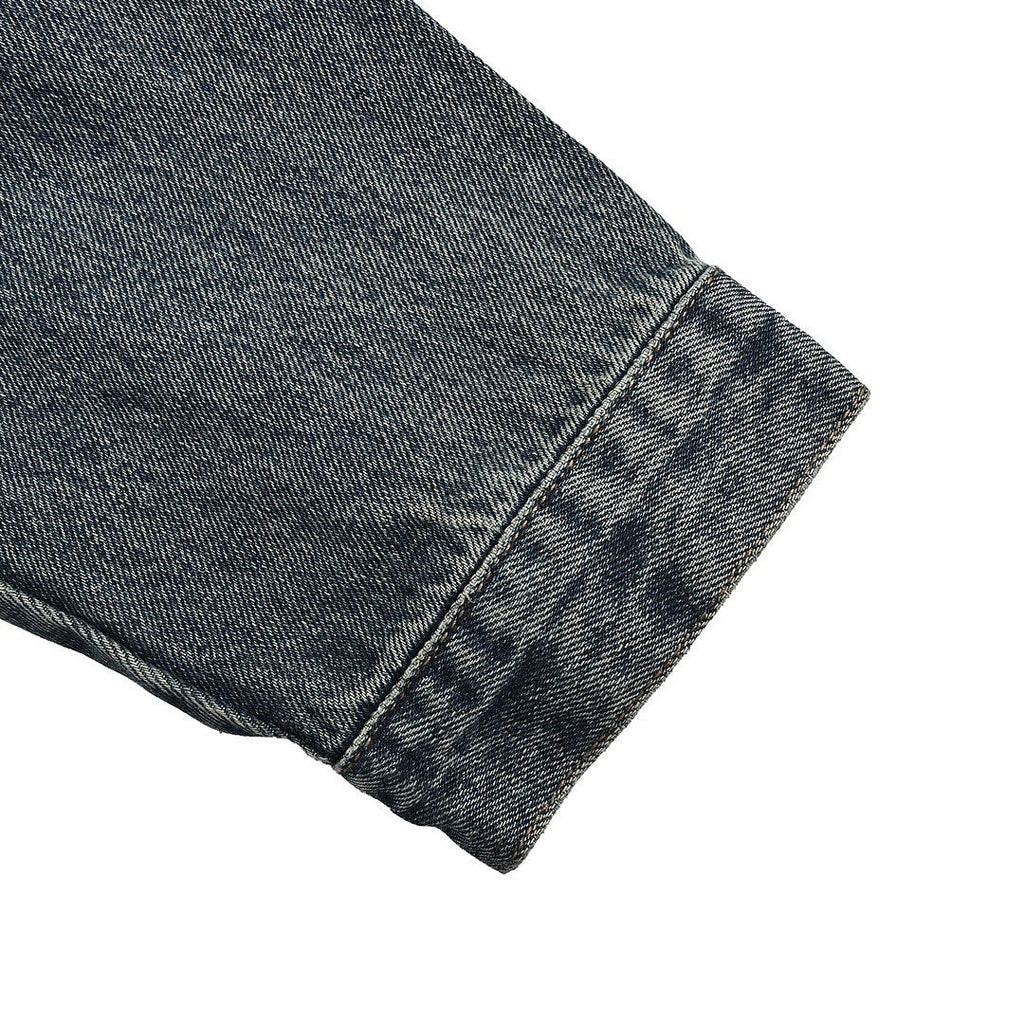 Prada Vintage-Wash Denim Zip Jacket — Charcoal Black