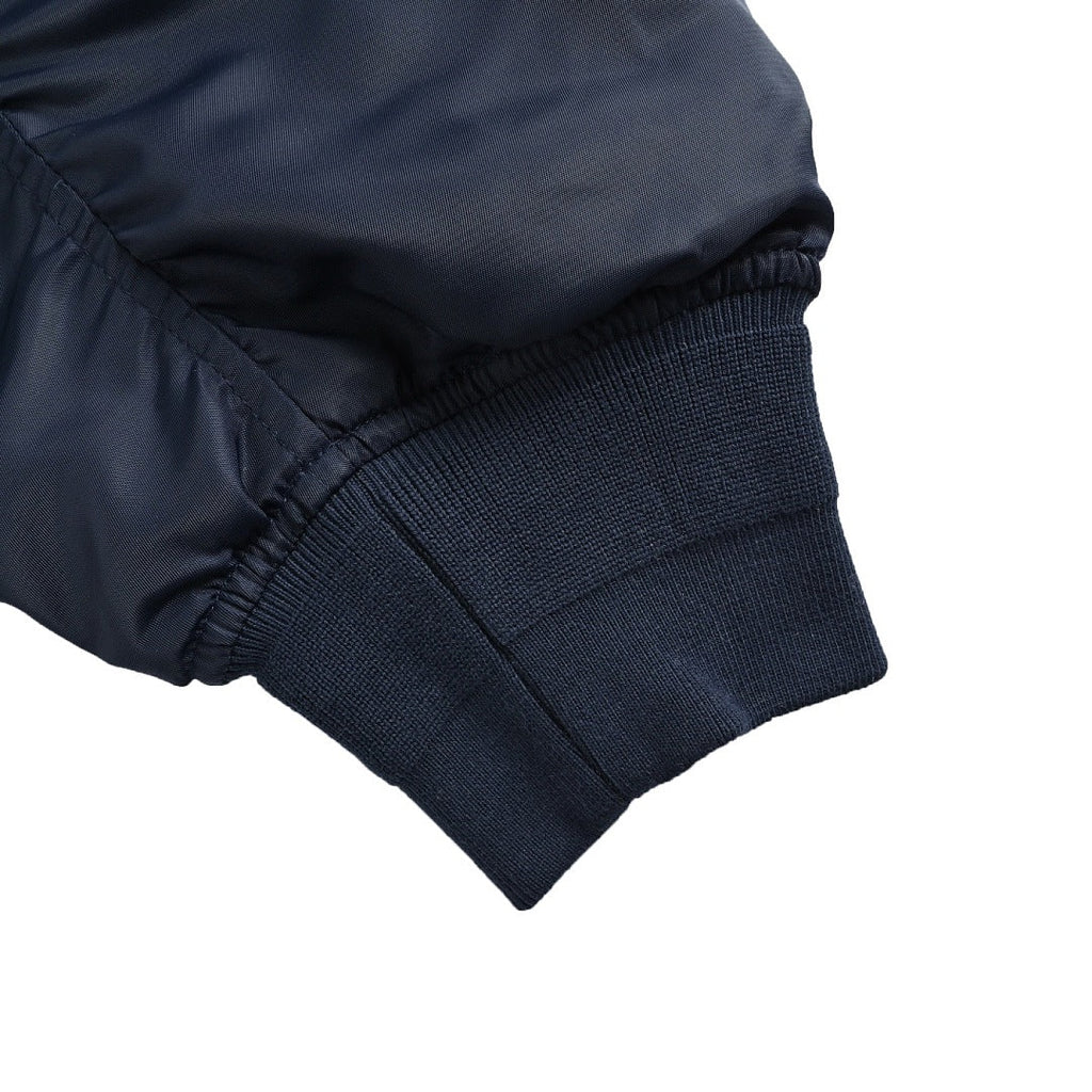 Prada Logo Bomber Jacket with Contrast Lining — Navy
