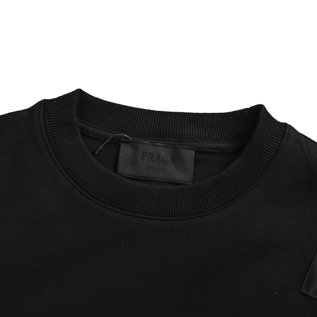 Prada Contrast-Pocket Crewneck Sweatshirt — Black