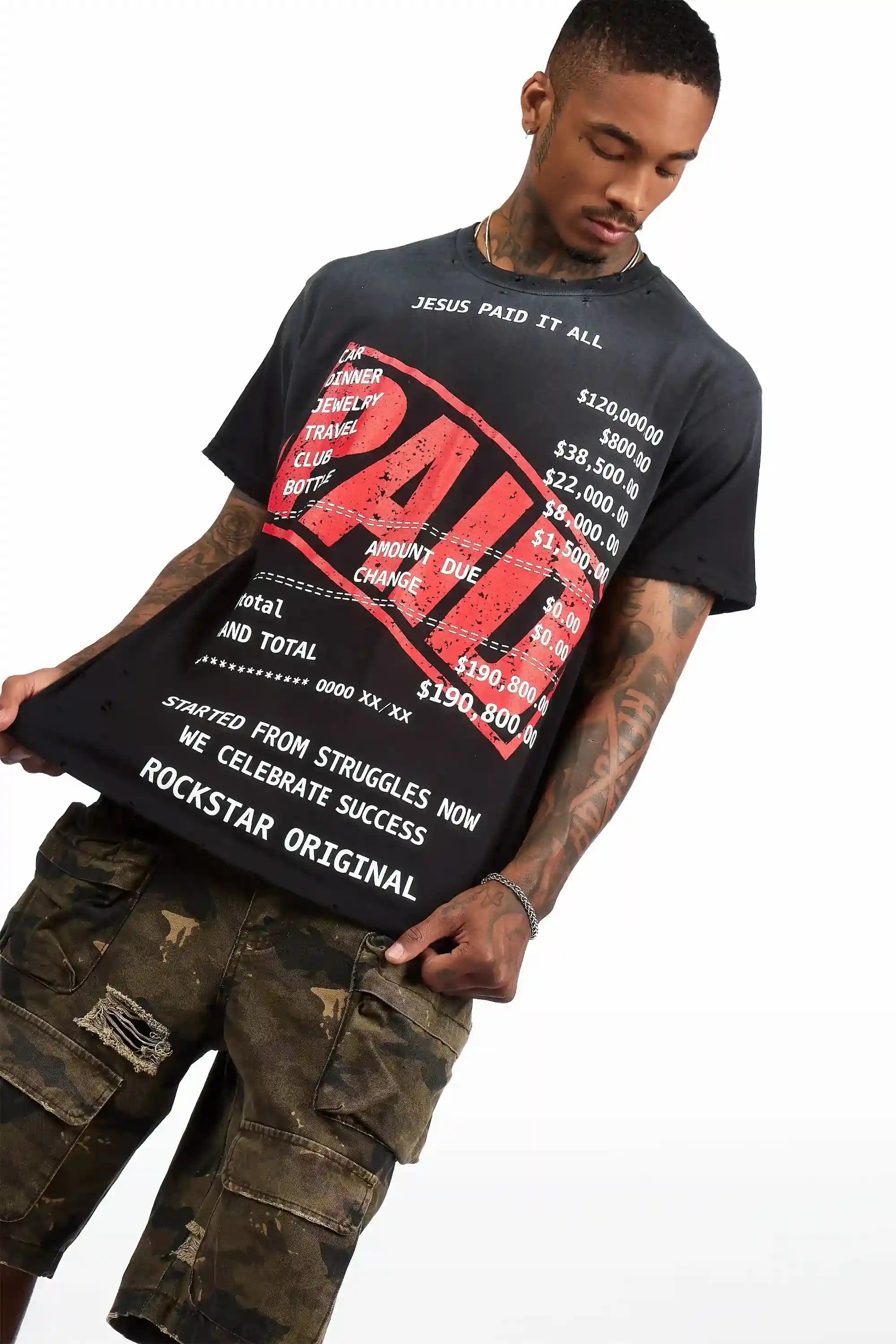 Paid Black Oversized Graphic T-Shirt - image 2