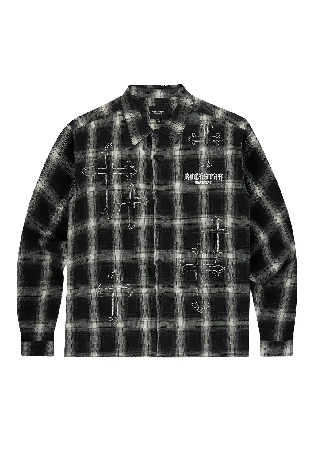 Poldi Black Rhinestone Flannel Long Sleeve Shirt - image 1