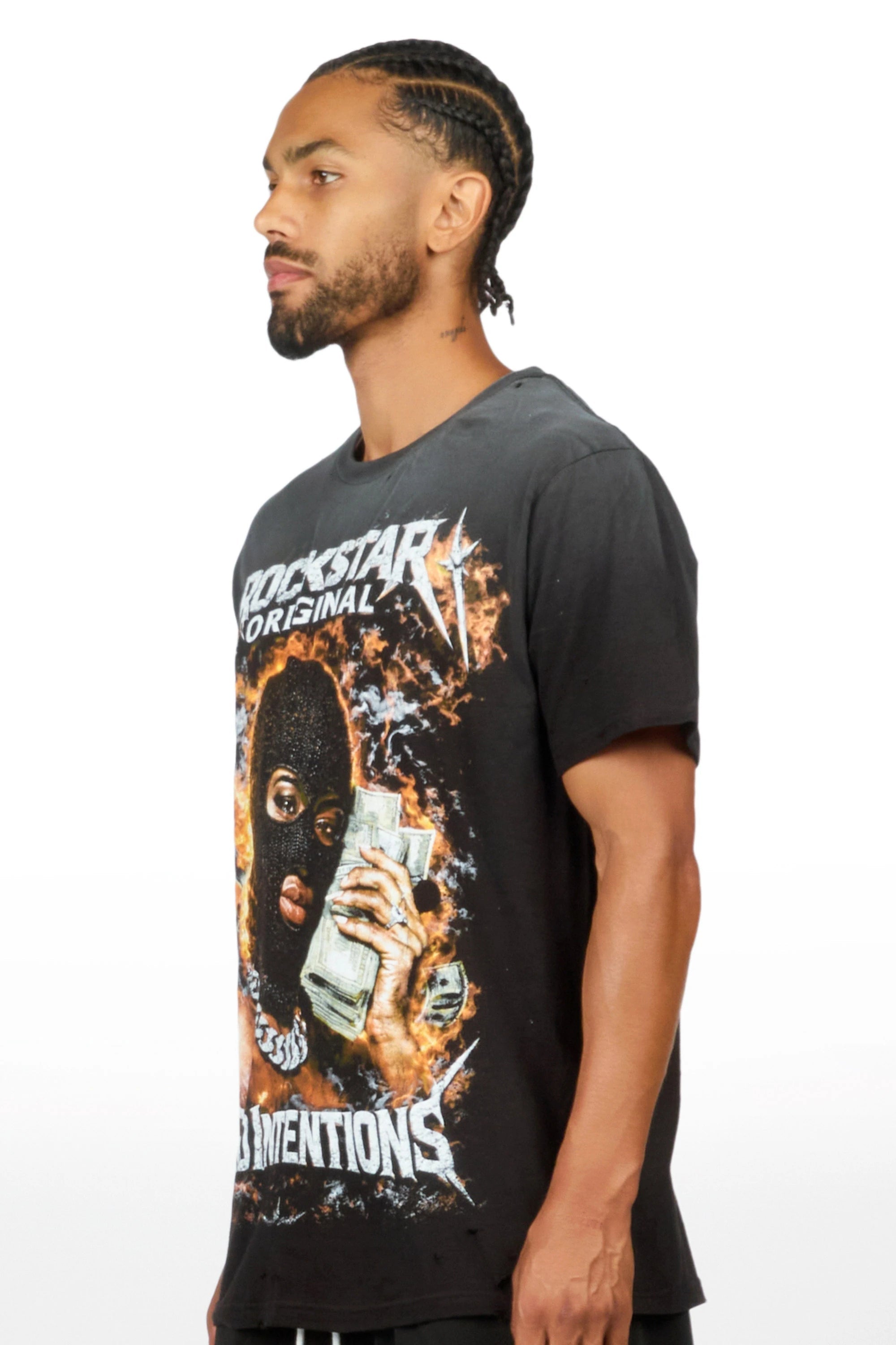 Zanja Black Oversized Graphic T-Shirt - image 5