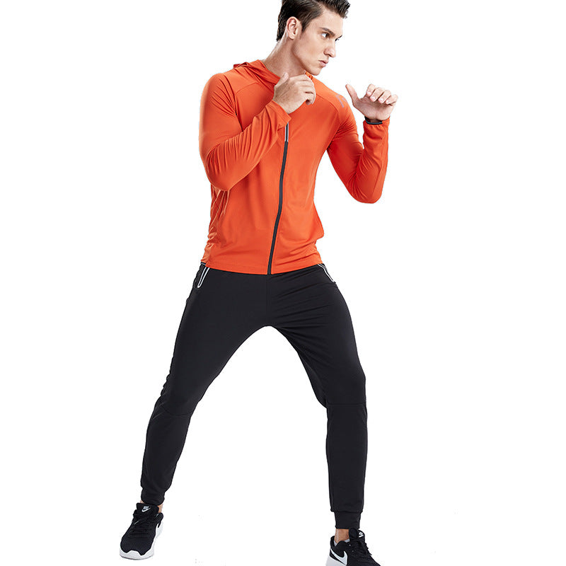 New Men's Fitness Apparel Quick-Drying Long-Sleeved Pants Tight-Fitting Elastic Sports Suit Two-piece Set