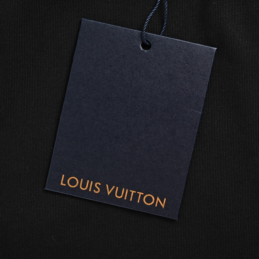 Louis Vuitton Blue & White Graffiti Logo Front & Back Print T-Shirt