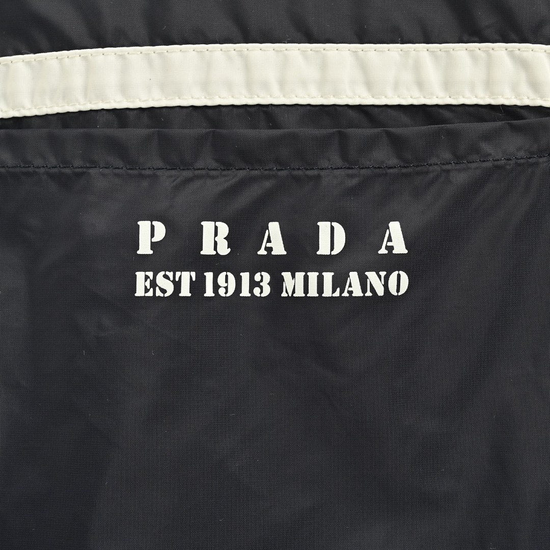 Prada Double-Stripe Hooded Zip Jacket — Black