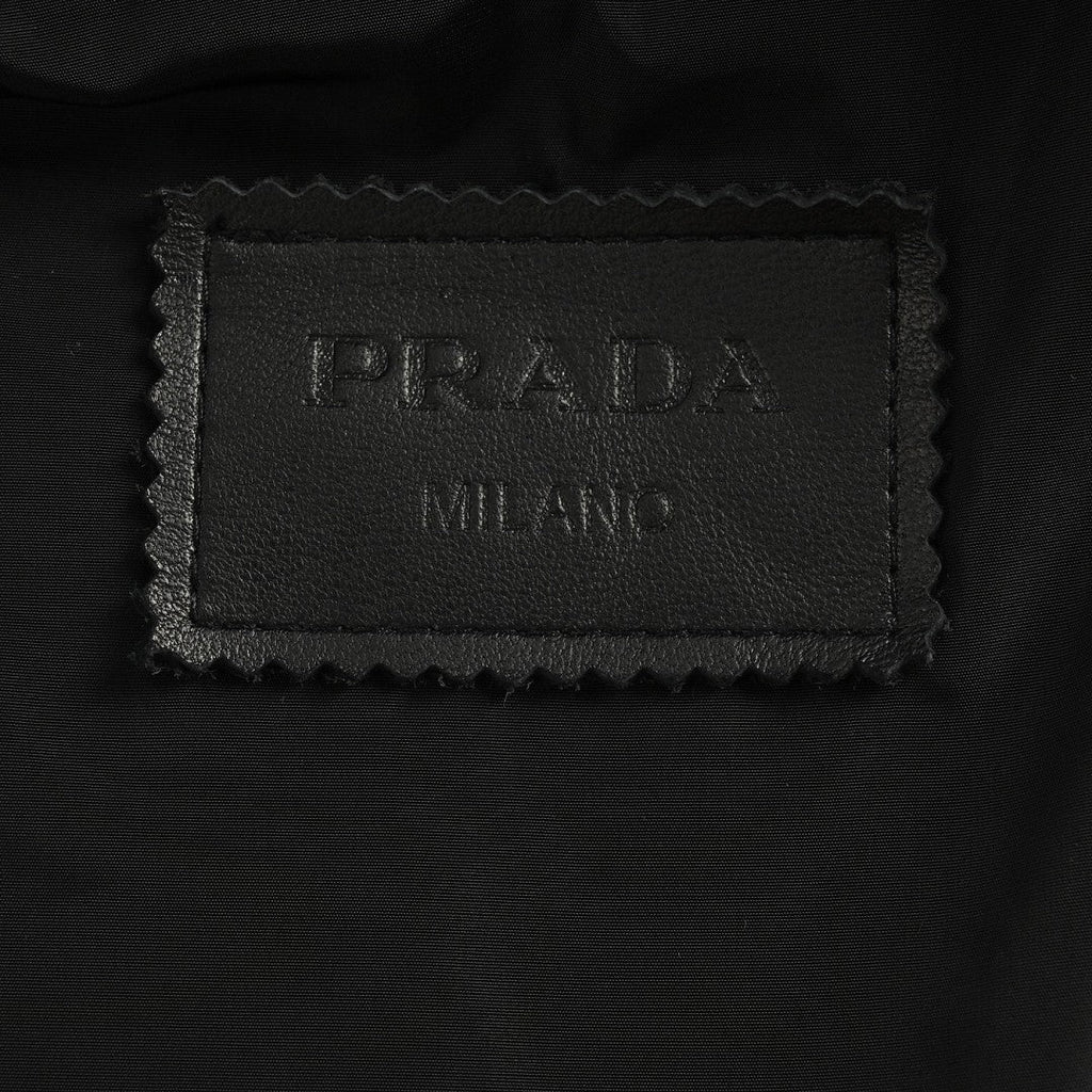 Prada Glossy Snap-Front Shirt Jacket — Black