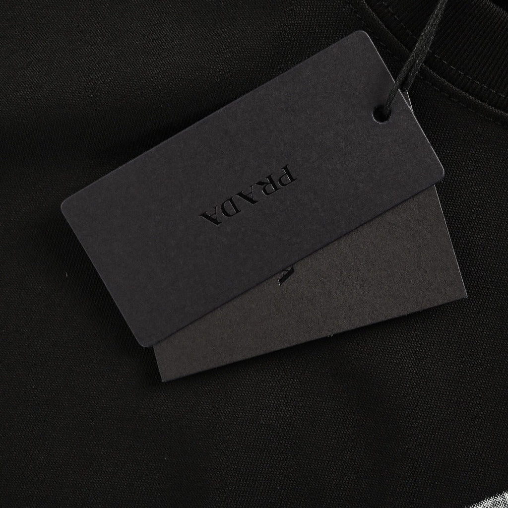 Prada Milano Graphic Long-Sleeve T-Shirt — Black