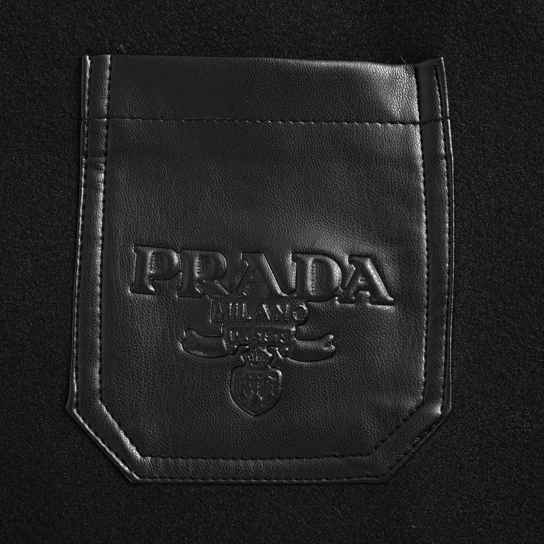 Prada Contrast-Panel Snap Jacket — Black