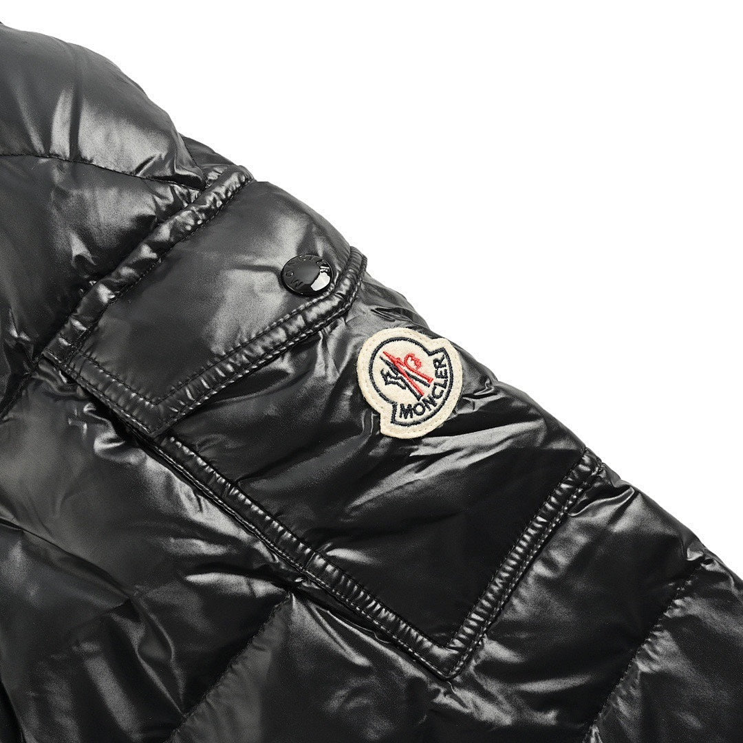 Moncler Glossy Hooded Down Jacket — Single Zip Front