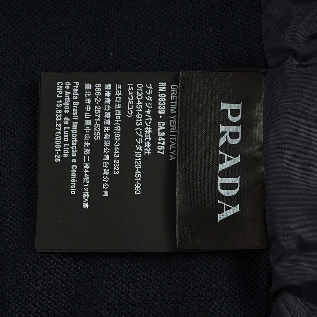 Prada Mixed-Material Triangle Logo Zip Jacket — Black