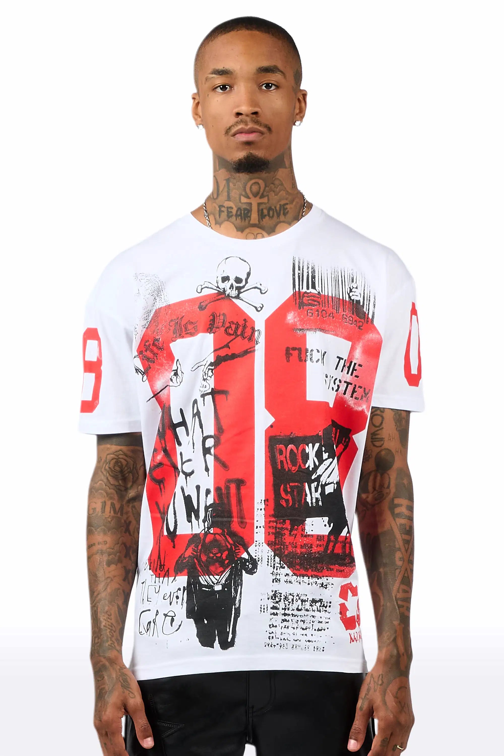 Grill 3.0 White/Red Oversized Graphic T-Shirt - image 2