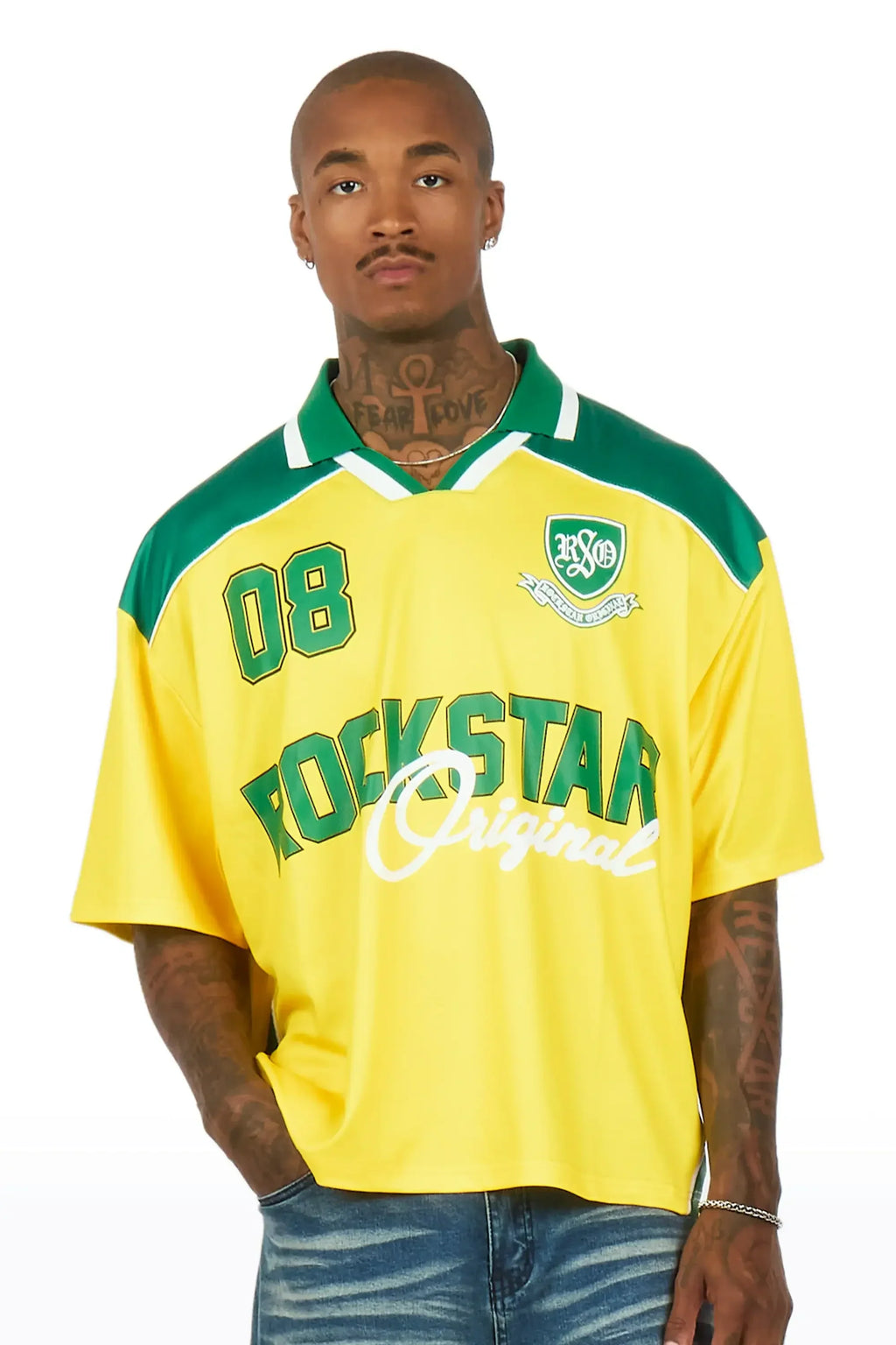 Roche Yellow/Green World Soccer Inspired Graphic Jersey - image 2