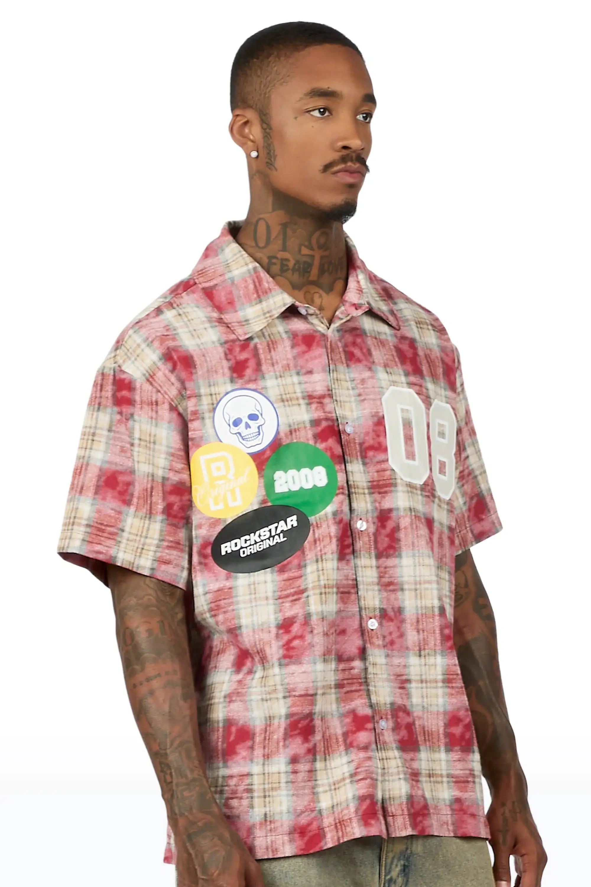 Emre Red Flannel Short Sleeve Shirt - image 6