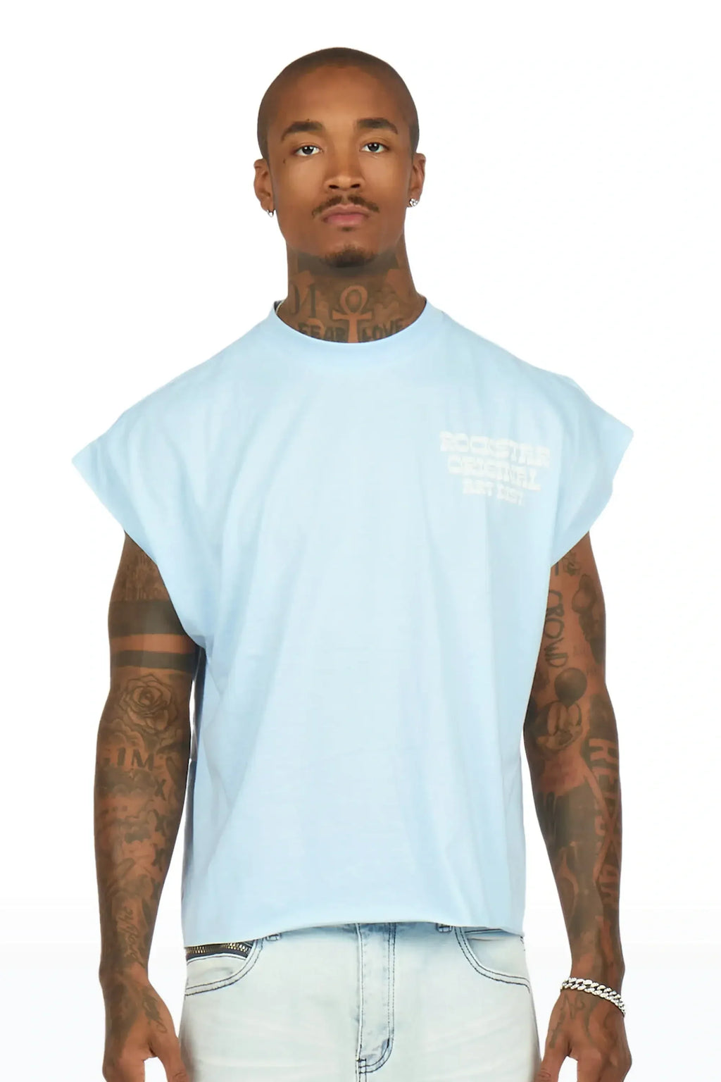 Plot Baby Blue Cut Sleeve Tee - image 1