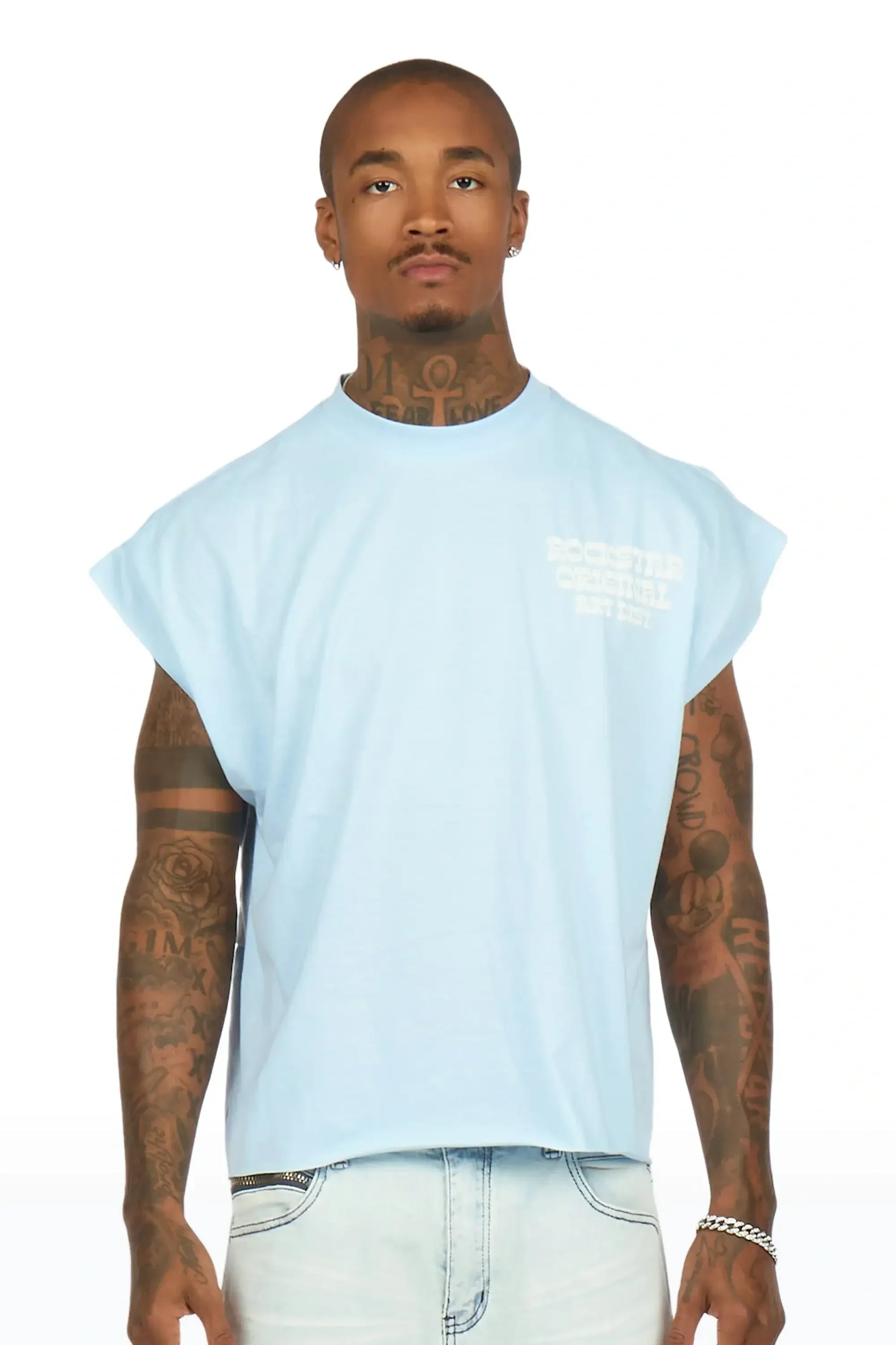 Plot Baby Blue Cut Sleeve Tee - image 1
