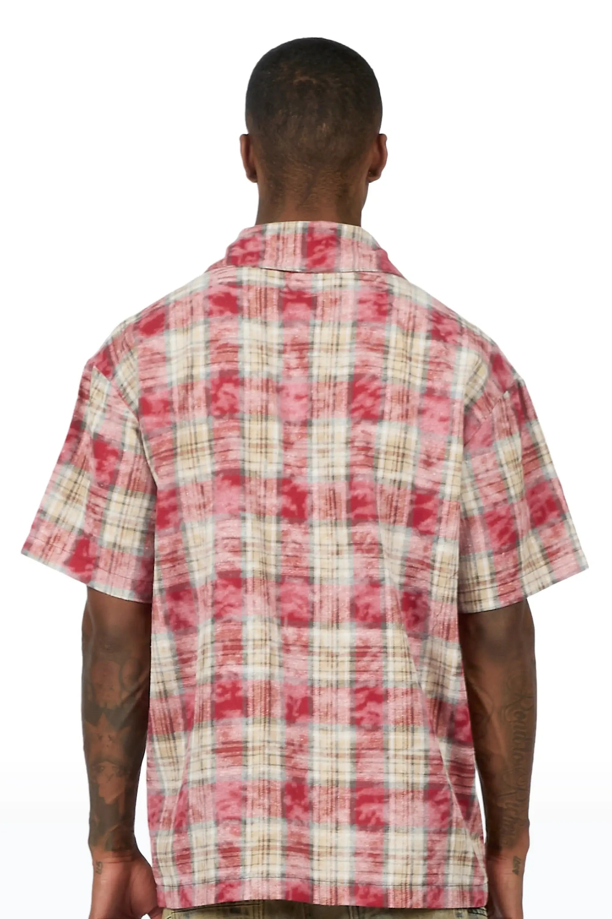 Emre Red Flannel Short Sleeve Shirt - image 8