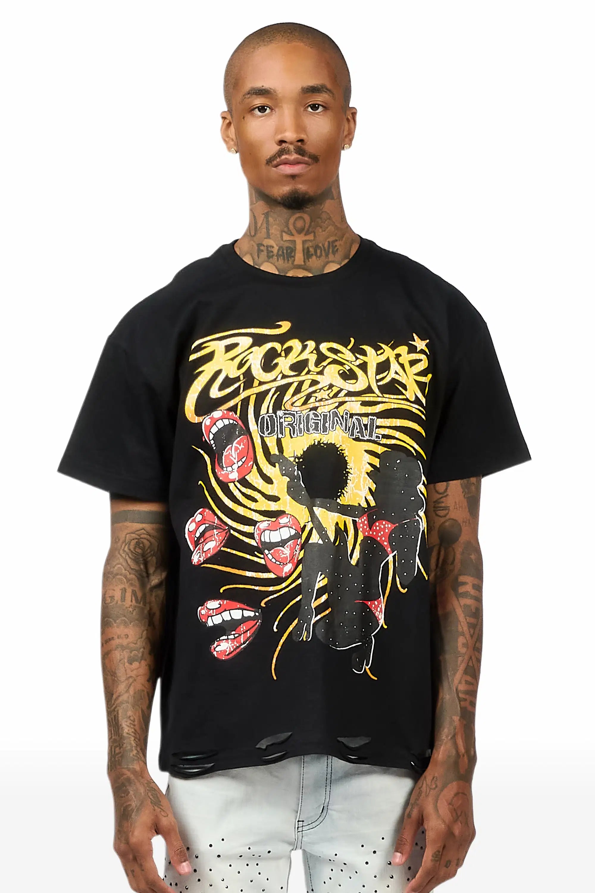 Rock N Roll Black Oversized Graphic T-Shirt - image 2