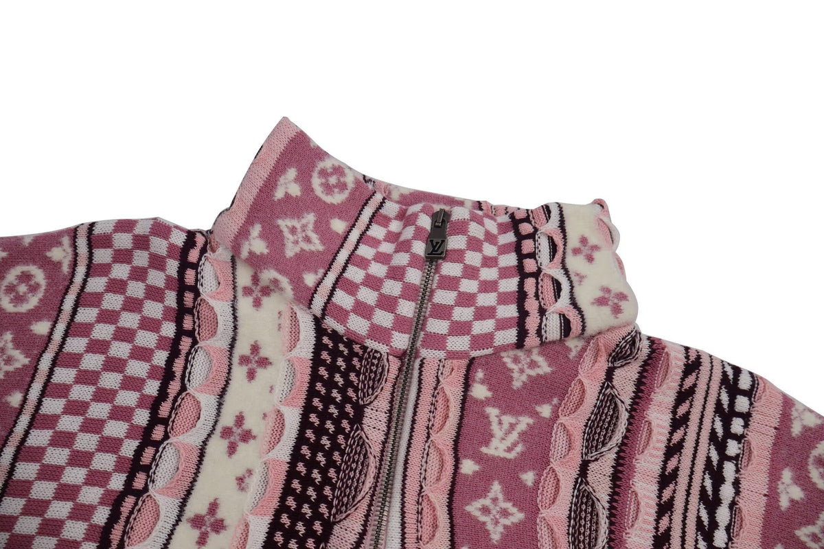 Louis Vuitton Monogram Patchwork Knit Zip Jacket