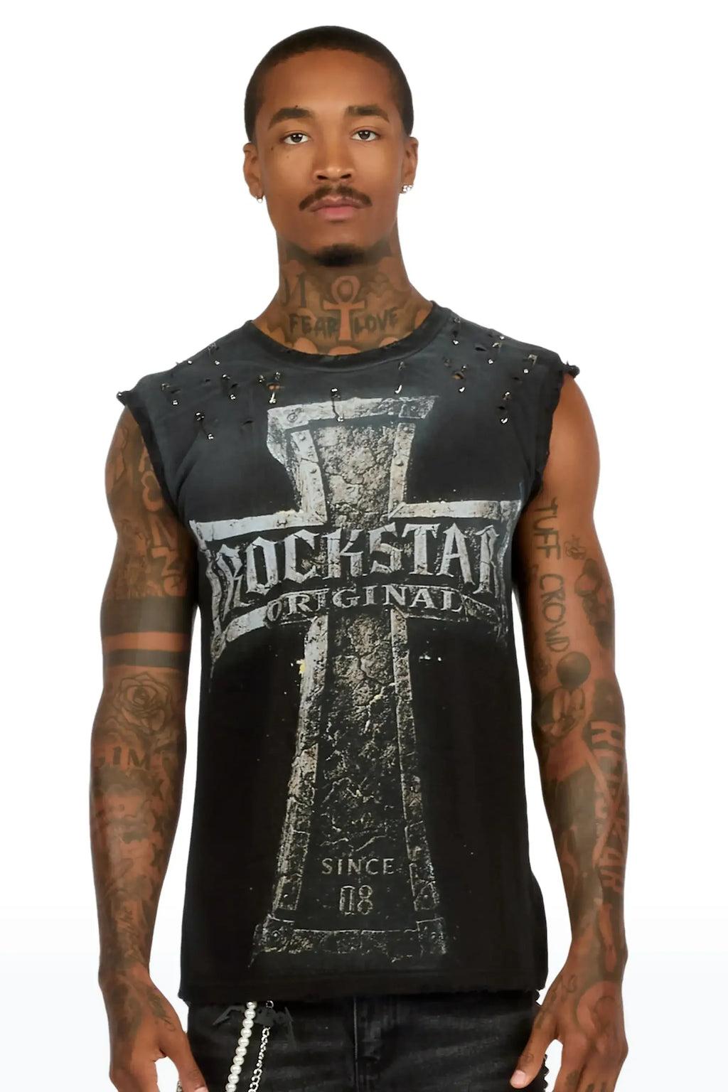 Mikell Black Oversized Cut Off T-Shirt - image 2