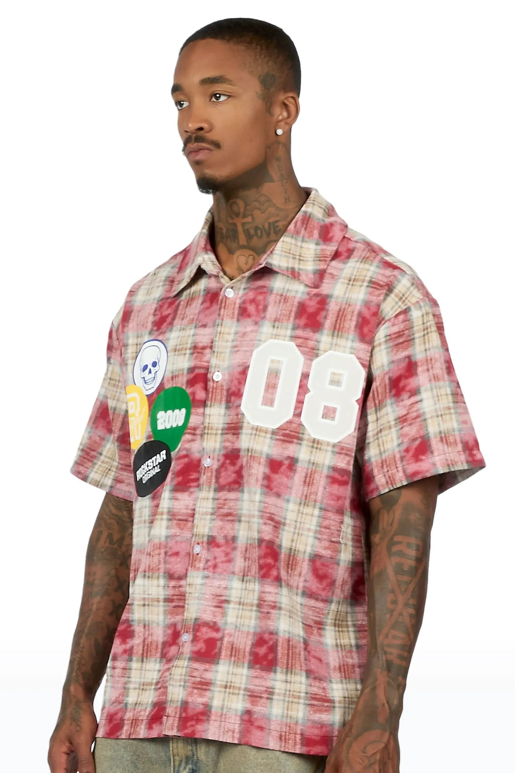 Emre Red Flannel Short Sleeve Shirt - image 7