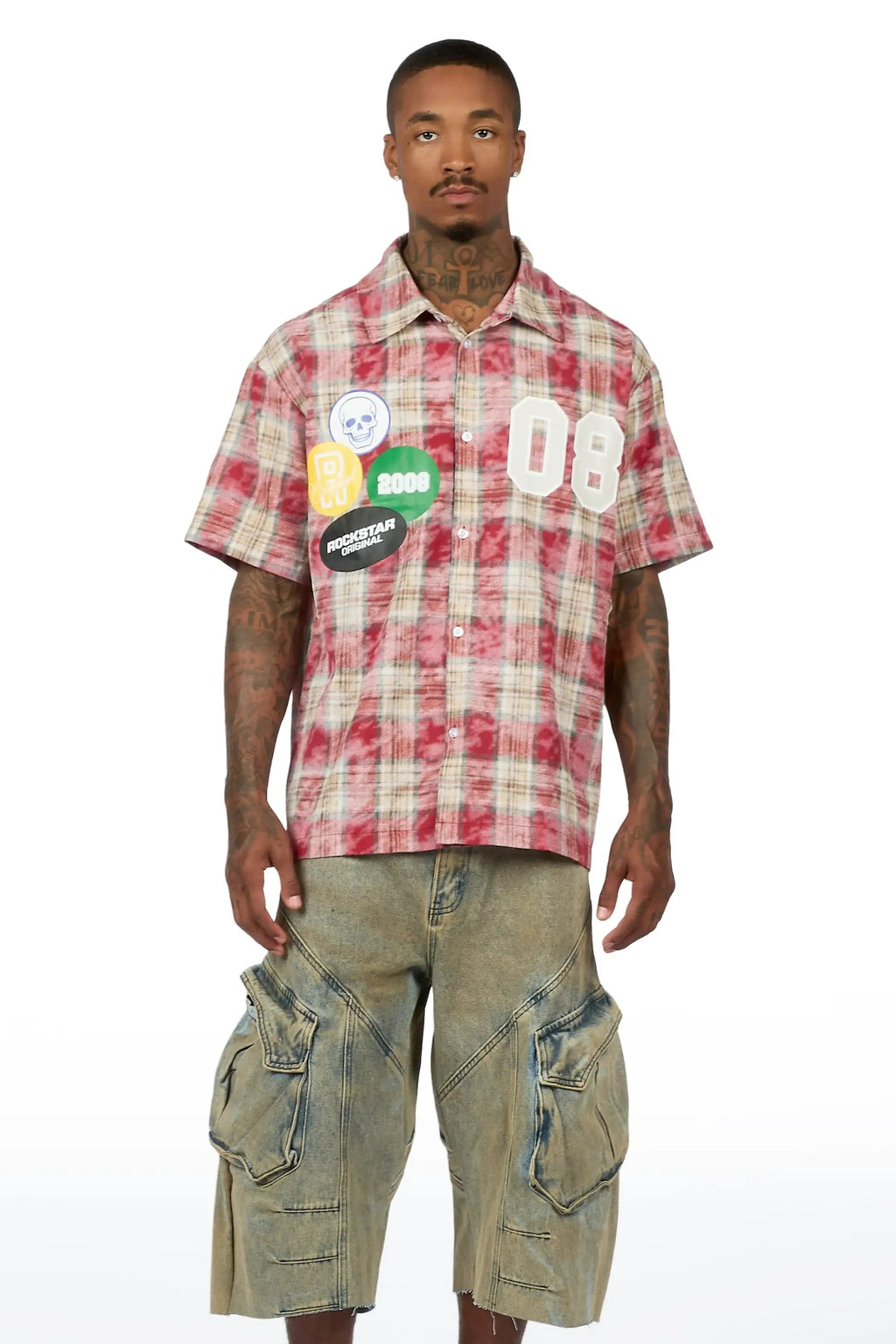 Emre Red Flannel Short Sleeve Shirt - image 3