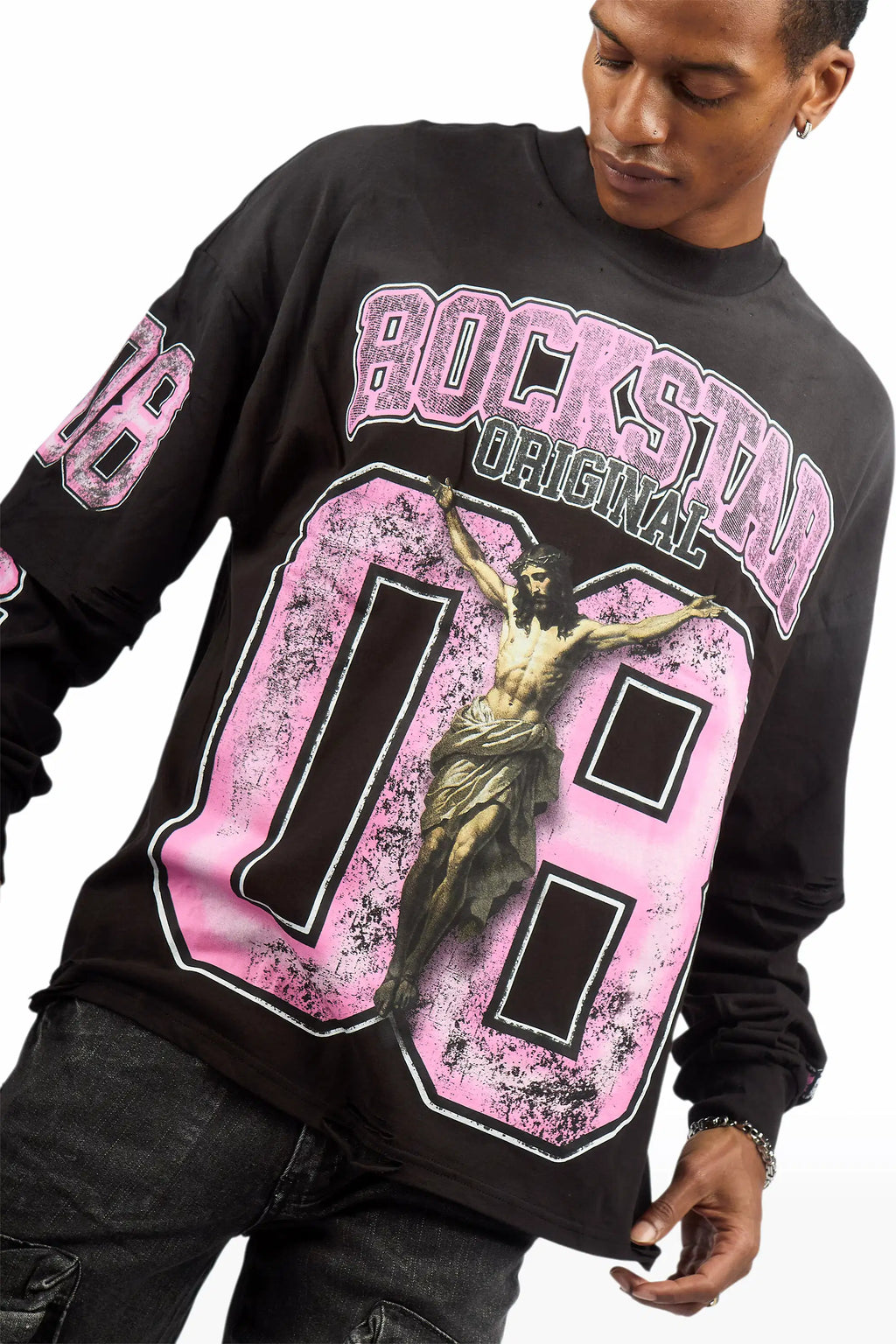 Fields Black/Pink Double Layer Long Sleeve Graphic T-Shirt - image 2