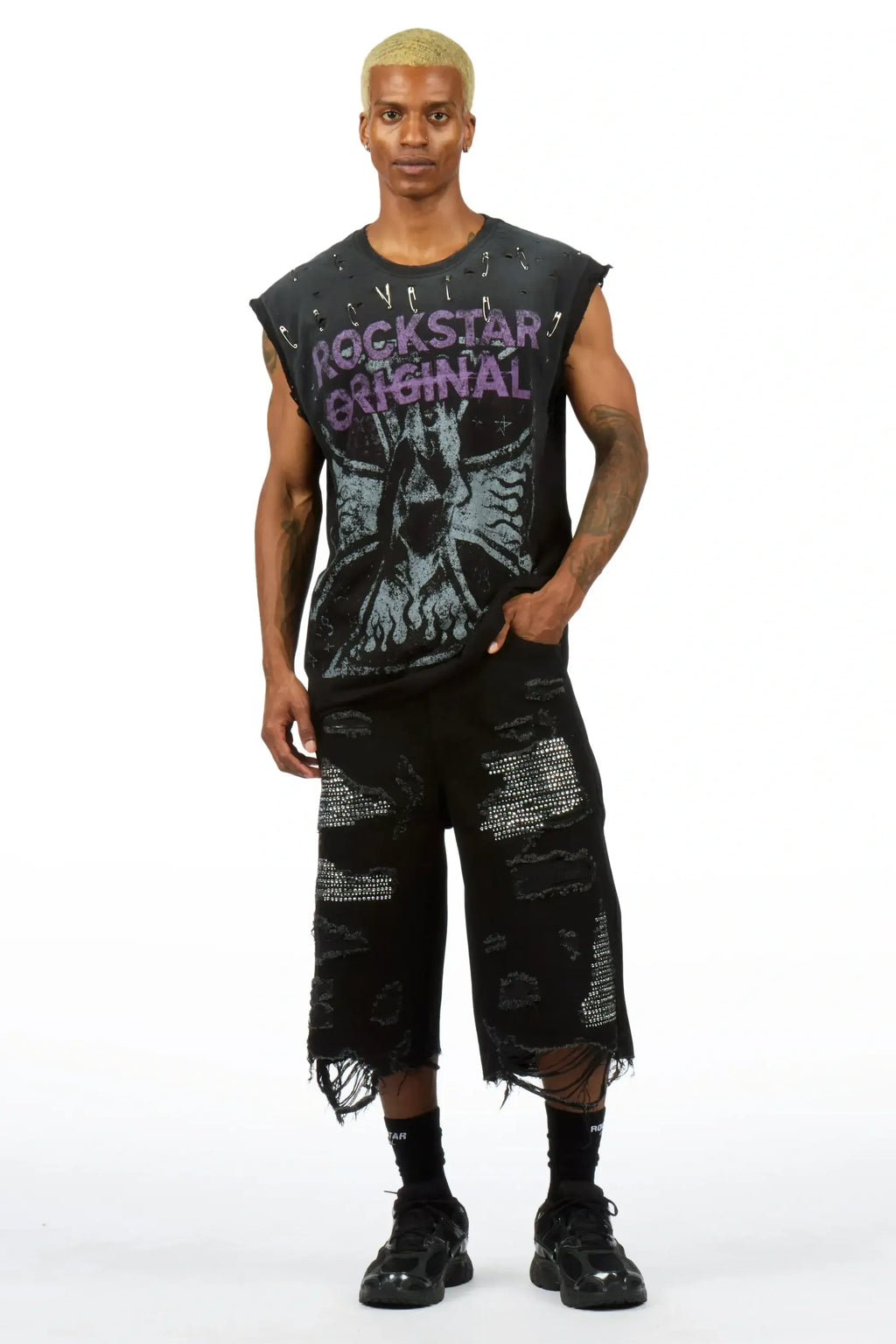 Dailin Black Oversized Cut Off T-Shirt - image 2