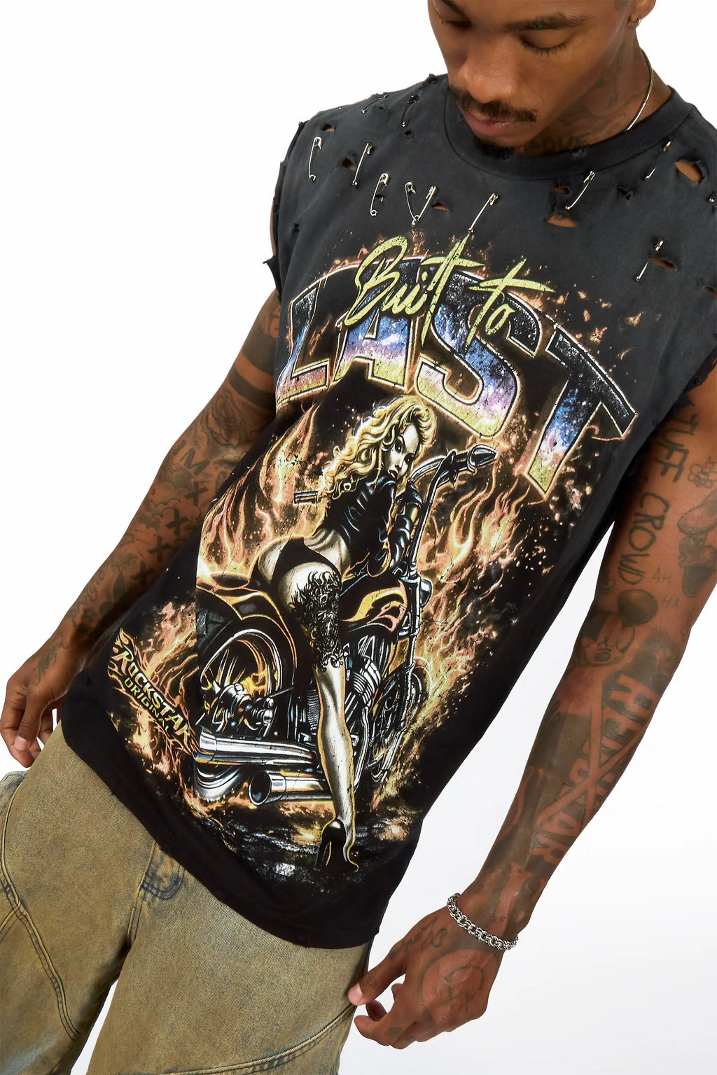 Raider Black Oversized Cut Off T-Shirt - image 2