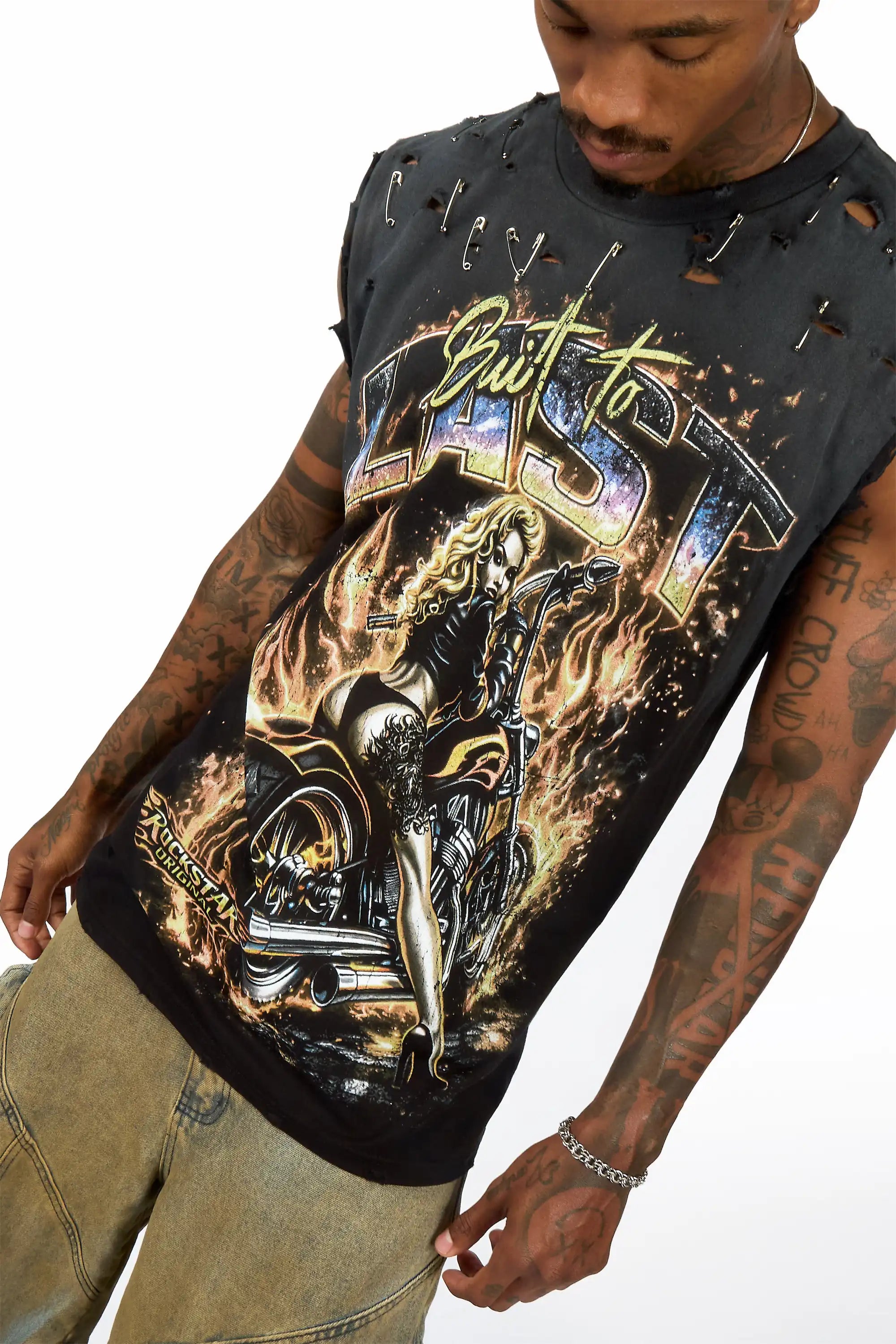 Raider Black Oversized Cut Off T-Shirt - image 2
