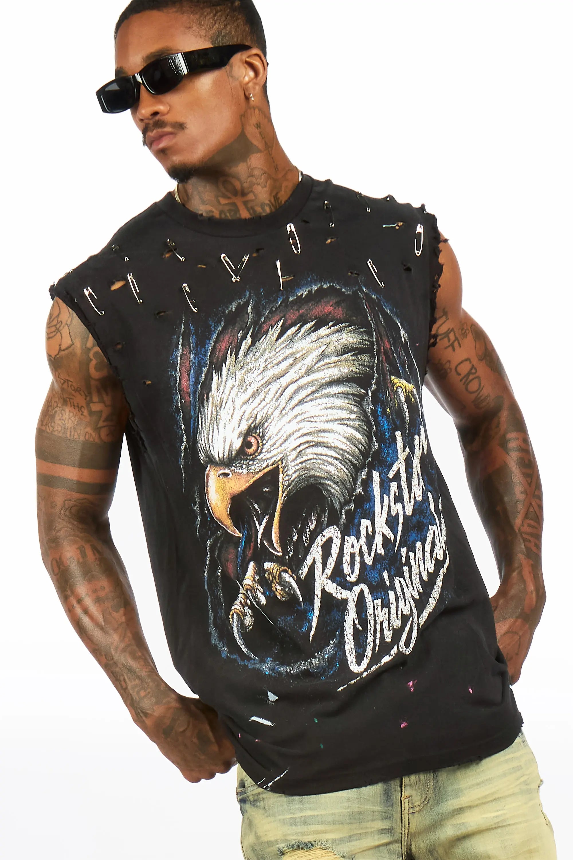 Kartal Black Oversized Cut Sleeve T-Shirt - image 2