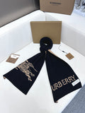 Burberry reversible two-tone wool scarf featuring a circular logo design, crafted from a cotton-wool blend