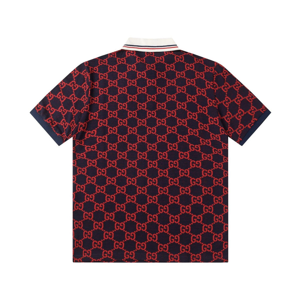 Gucci GG Monogram Polo Shirt | Navy & Red