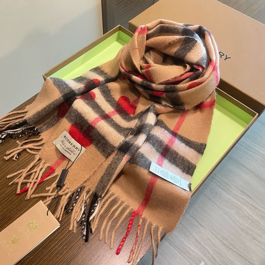 Burberry reversible two-tone wool scarf featuring a circular logo design, crafted from a cotton-wool blend