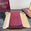 Gucci Reversible GG Jacquard Shawl – Wool-Silk Blend with Fringed Trim, Made in Italy, Unisex