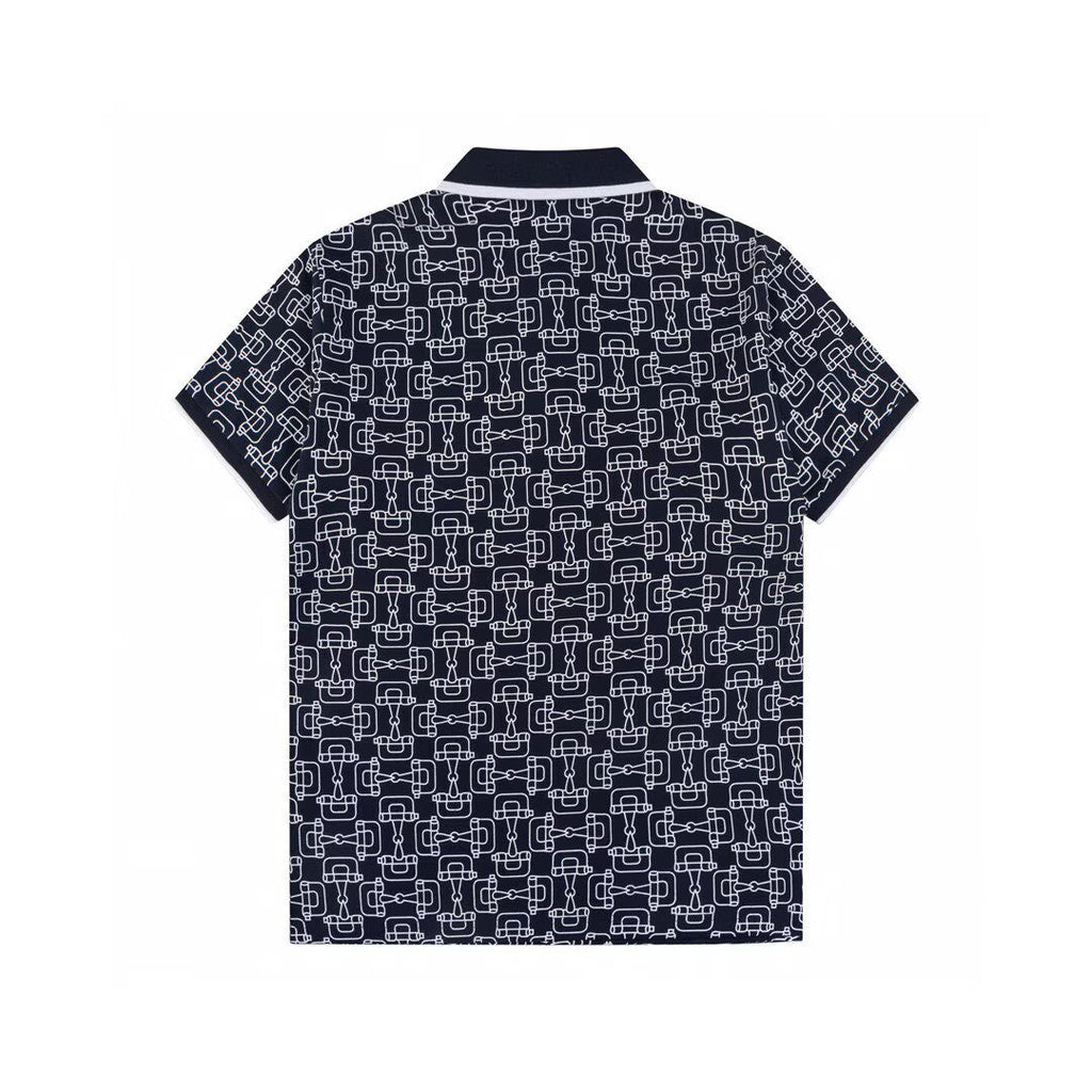Gucci Horsebit Print Polo Shirt | Navy & White