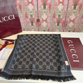 Gucci Reversible GG Jacquard Shawl – Wool-Silk Blend with Fringed Trim