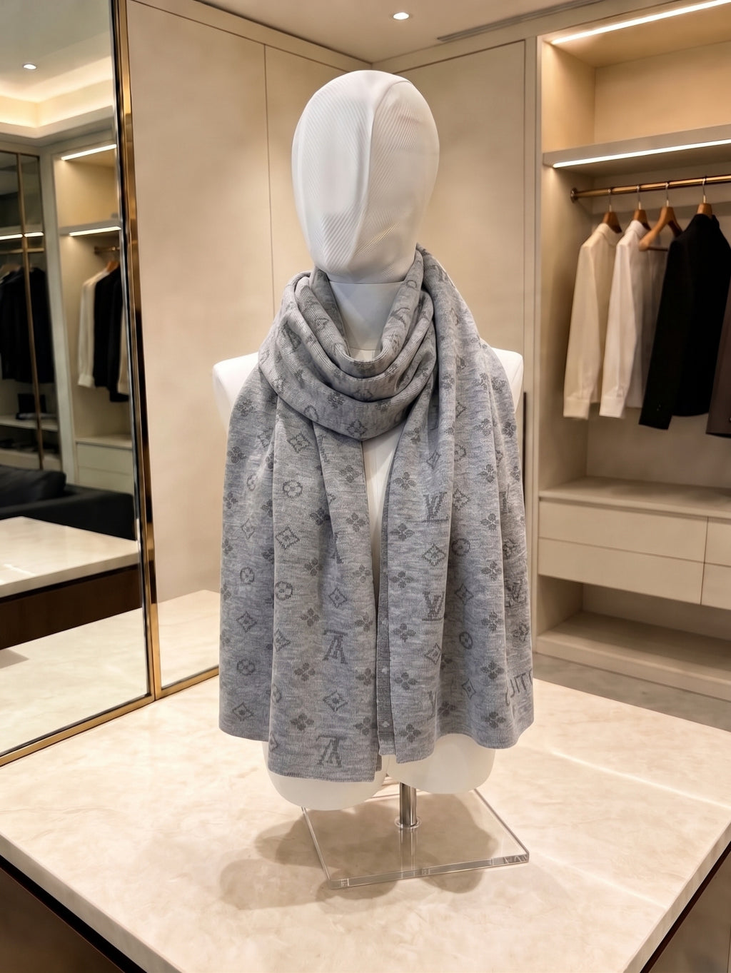 Louis Vuitton Wool Jacquard Monogram Scarf