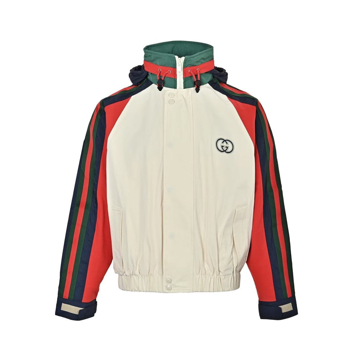 Gucci Web Stripe Colour-Block Hooded Jacket