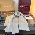 Gucci Reversible GG Jacquard Shawl – Wool-Silk Blend with Fringed Trim