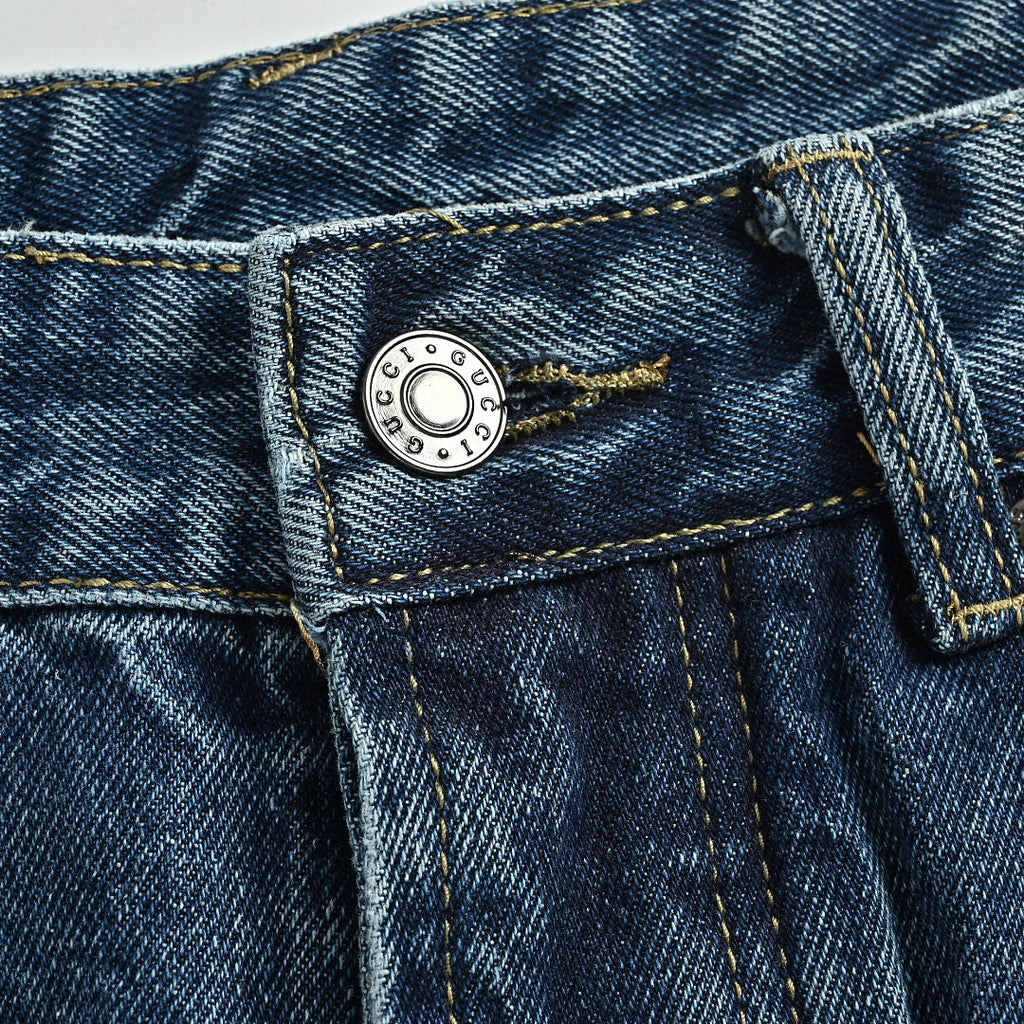 Gucci Washed blue Wide-Leg Jeans with Web Stripe
