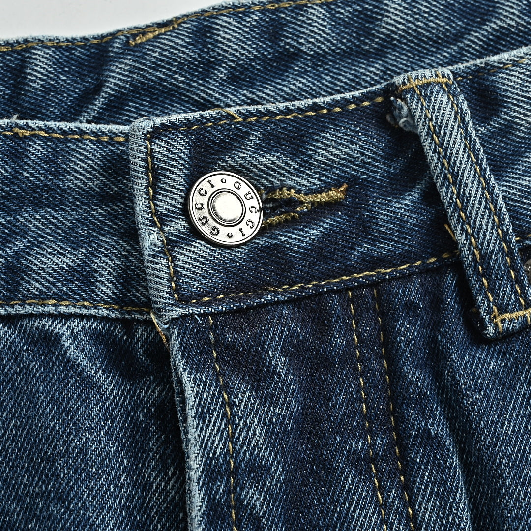 Gucci Washed blue Wide-Leg Jeans with Web Stripe