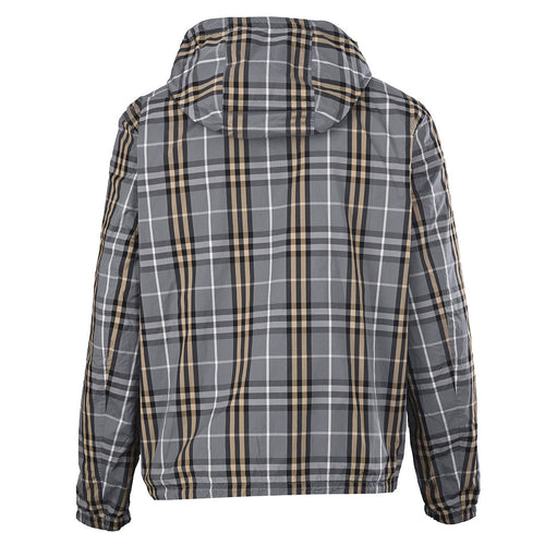 BURBERRY BBR Grey-Green Check Reversible Hooded Jacket