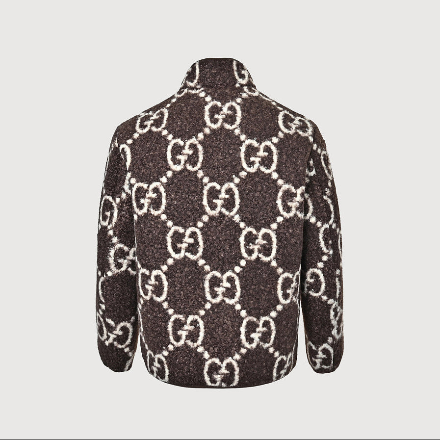 Gucci Navy GG Monogram Stand-Collar Zip-Up Jacket